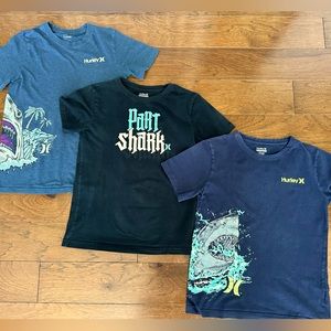 Three (3) Hurley Boys Shark Shirts size Large (12-13 years).